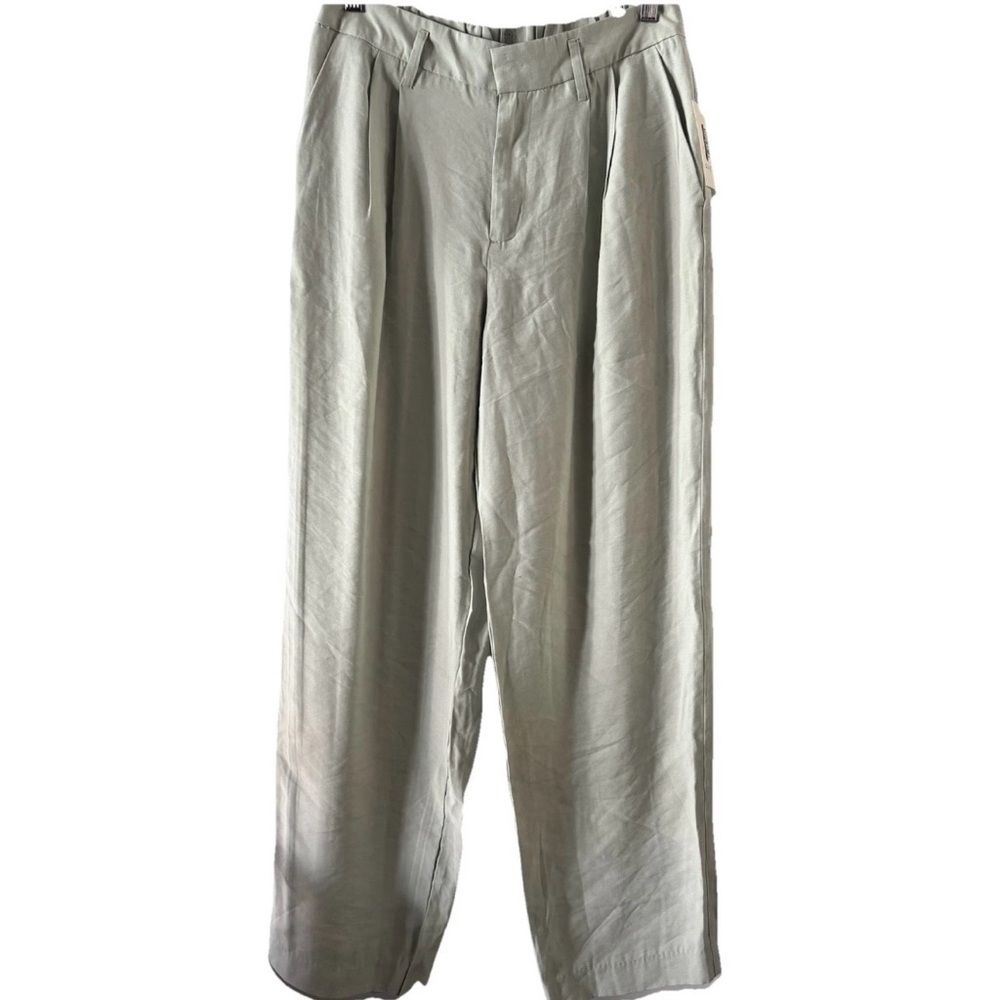 A NEW DAY Women's Green Pleated Wide/Straight Leg Stretch Dress Pants‎ sz 8 NWT